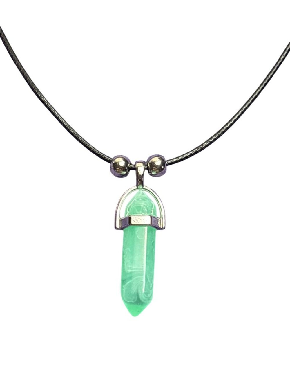 Claire's Green Plastic Crystal Pendant Necklace Black Cord Pendant